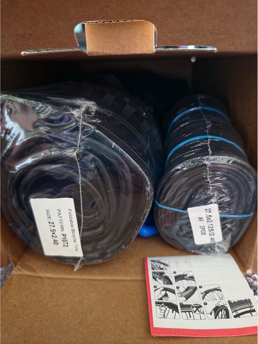27.5 x 2.40 Folding Bike Tires with Tubes and Rim Strips, 2-Pack - Picture 8 of 8